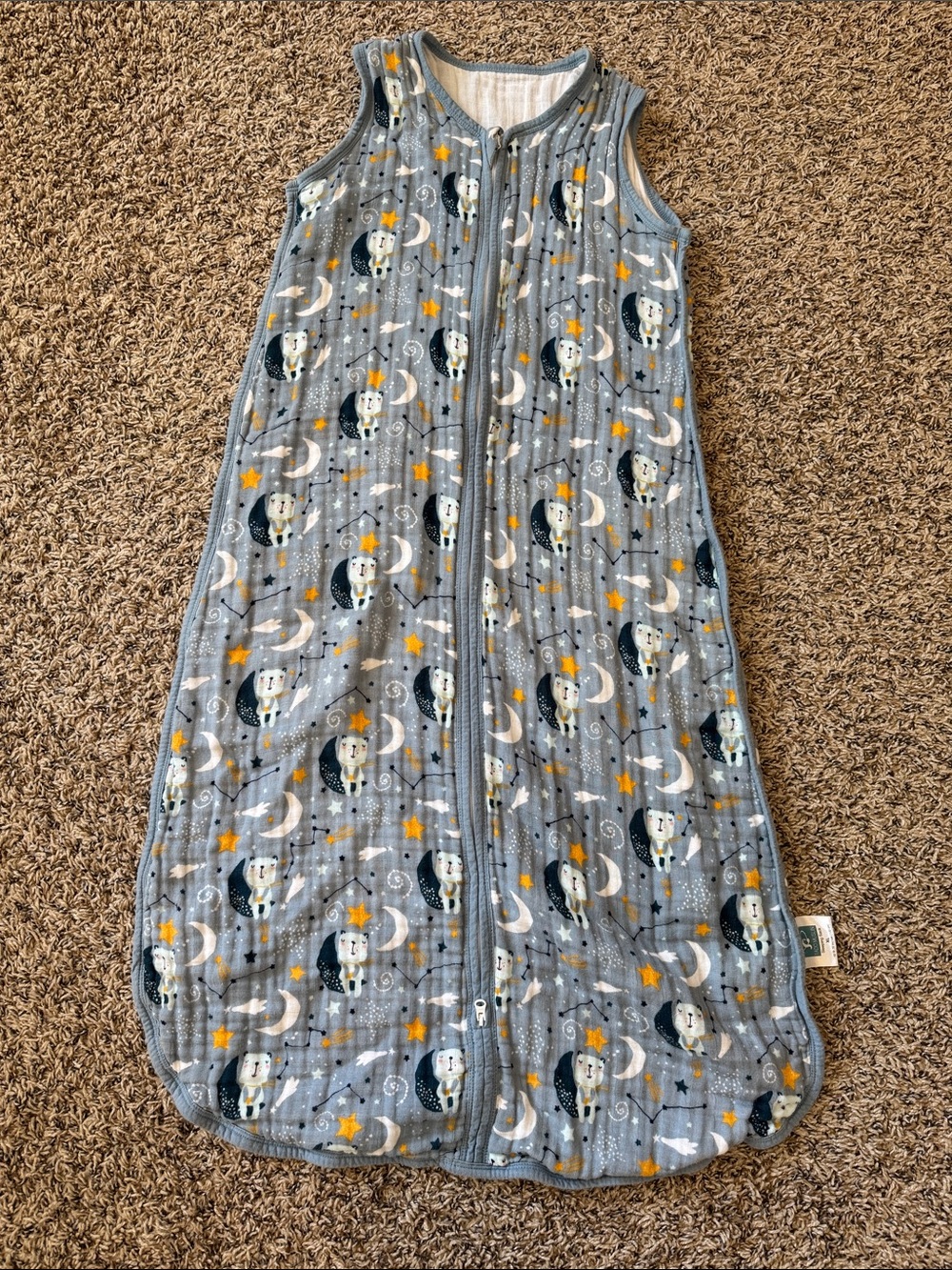 Grey Moon & Stars Sleep Sack for Kids - Cozy Sleeveless Pajama